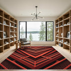 Modern Crimson Geometric Chevron Rug