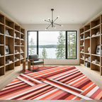Modern Terracotta Linear Diagonal Stripe Rug