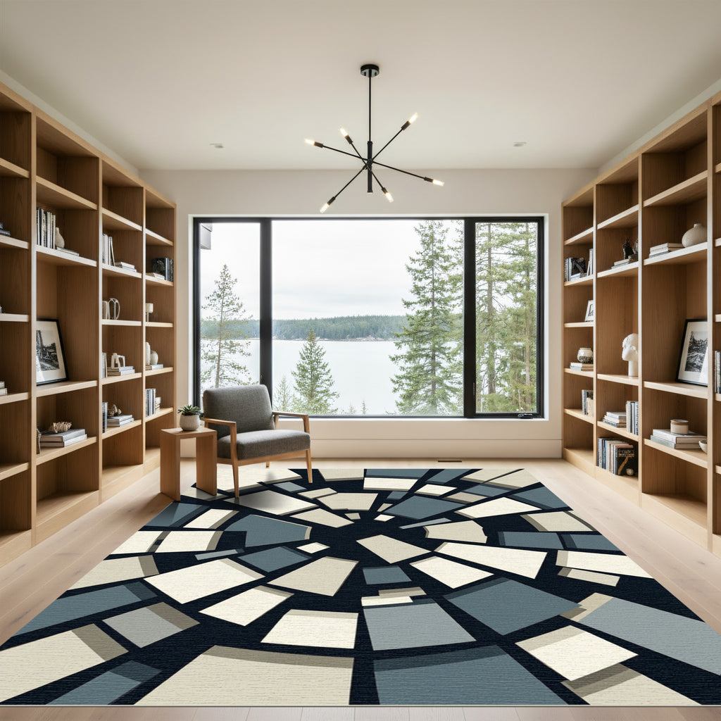 Abstract Radial Geometric Tile Rug