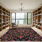 Vintage Crimson Floral Medallion Rug