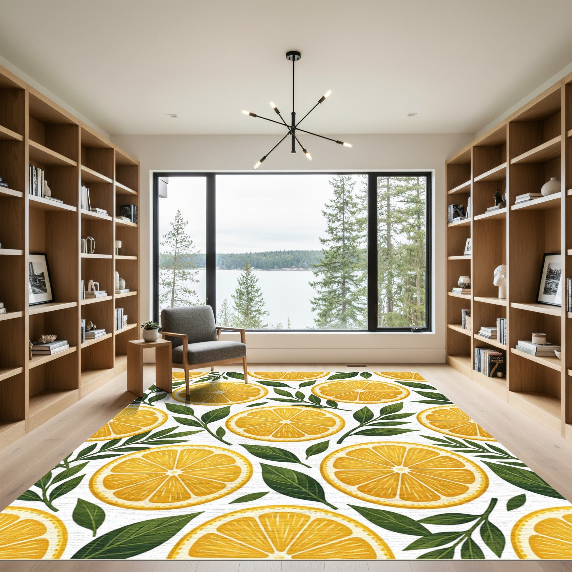 Vibrant Citrus Fruit and Leaf Orchard Rug