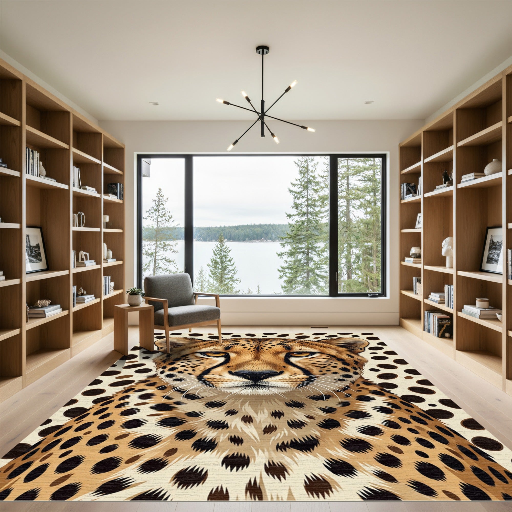 Cheetah Spots Contemporary Animal Portrait Rug