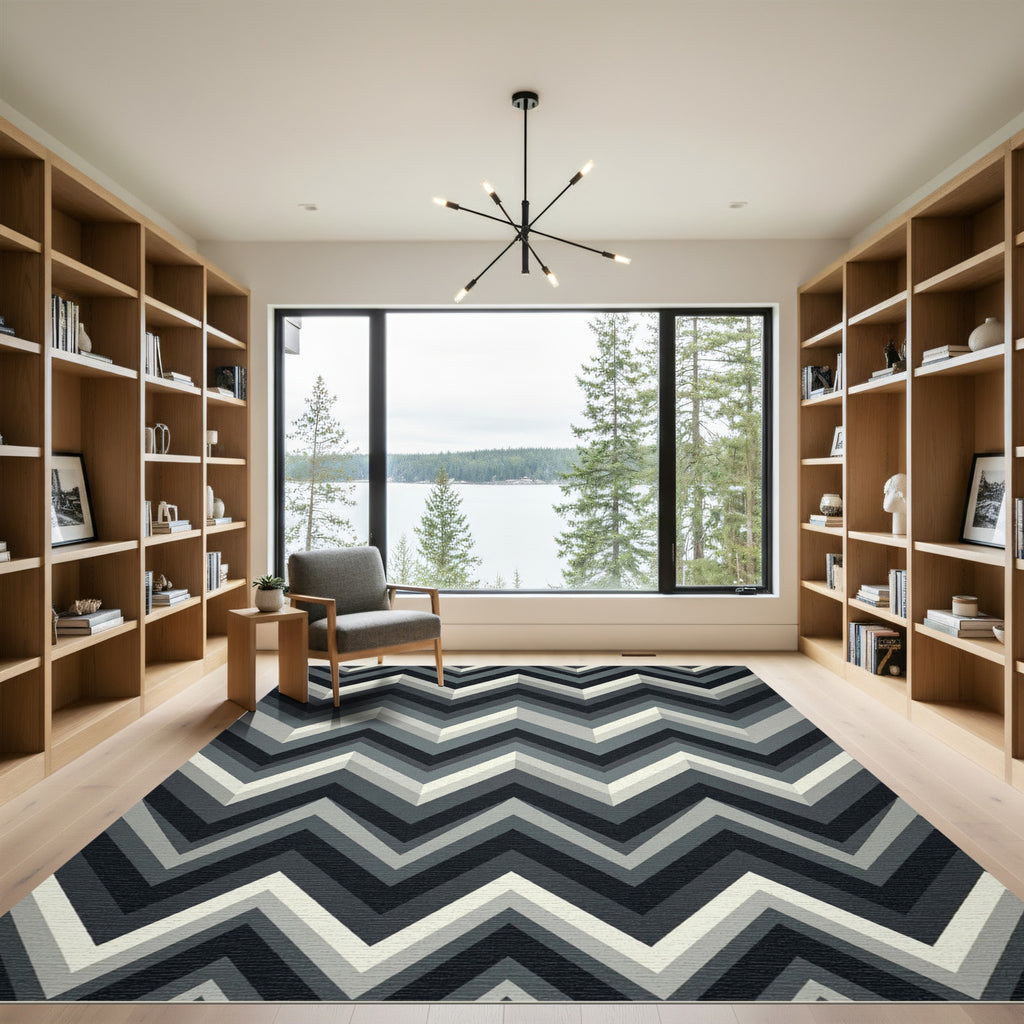 Monochromatic Chevron Gradient Effect Rug