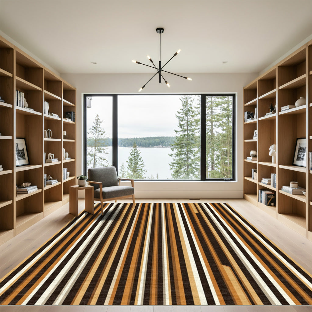 Rich Tan Vertical Stripe Rug