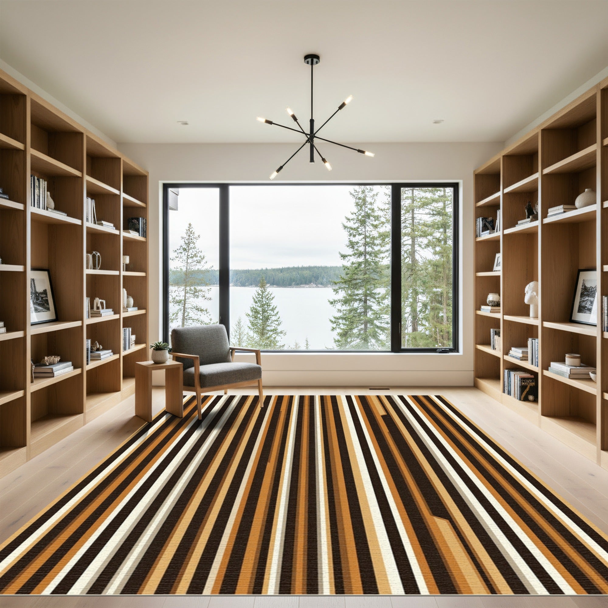 Rich Tan Vertical Stripe Rug