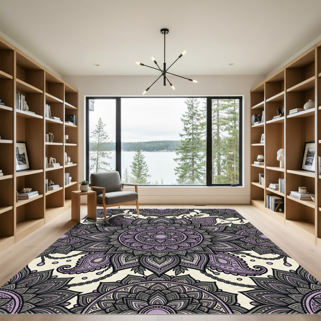 Lavender Mandala Paisley Chain Art Rug