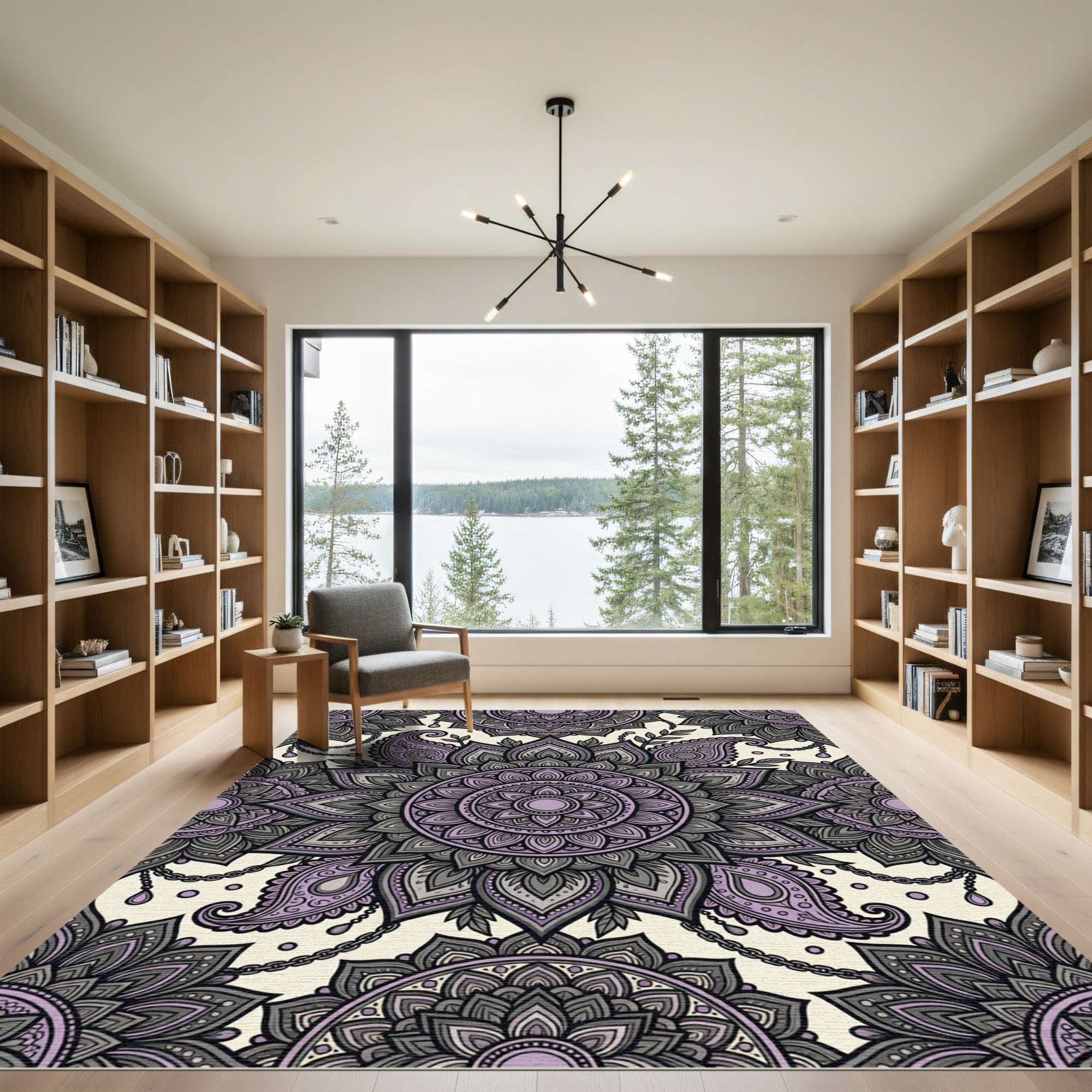 Lavender Mandala Paisley Chain Art Rug