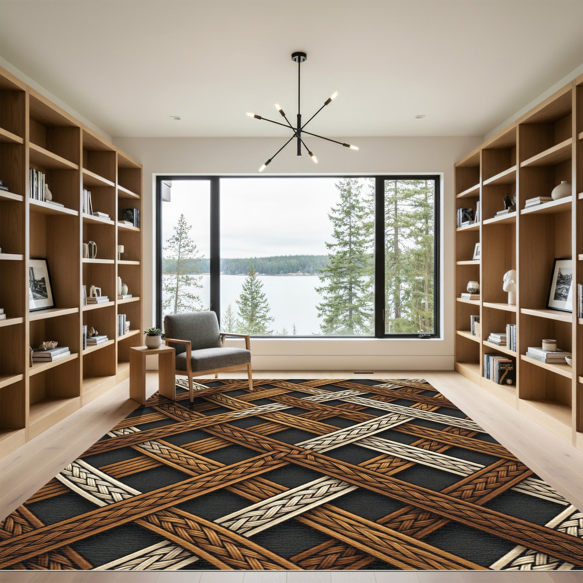 Woven Rustic Wood Lattice Background Rug