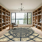 Architectural Radial Urban Grid Monochromatic Rug