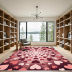 Radiant Crimson Heart Burst Rug