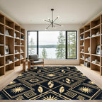 Gold Feather Sun Geometric Art Deco Rug