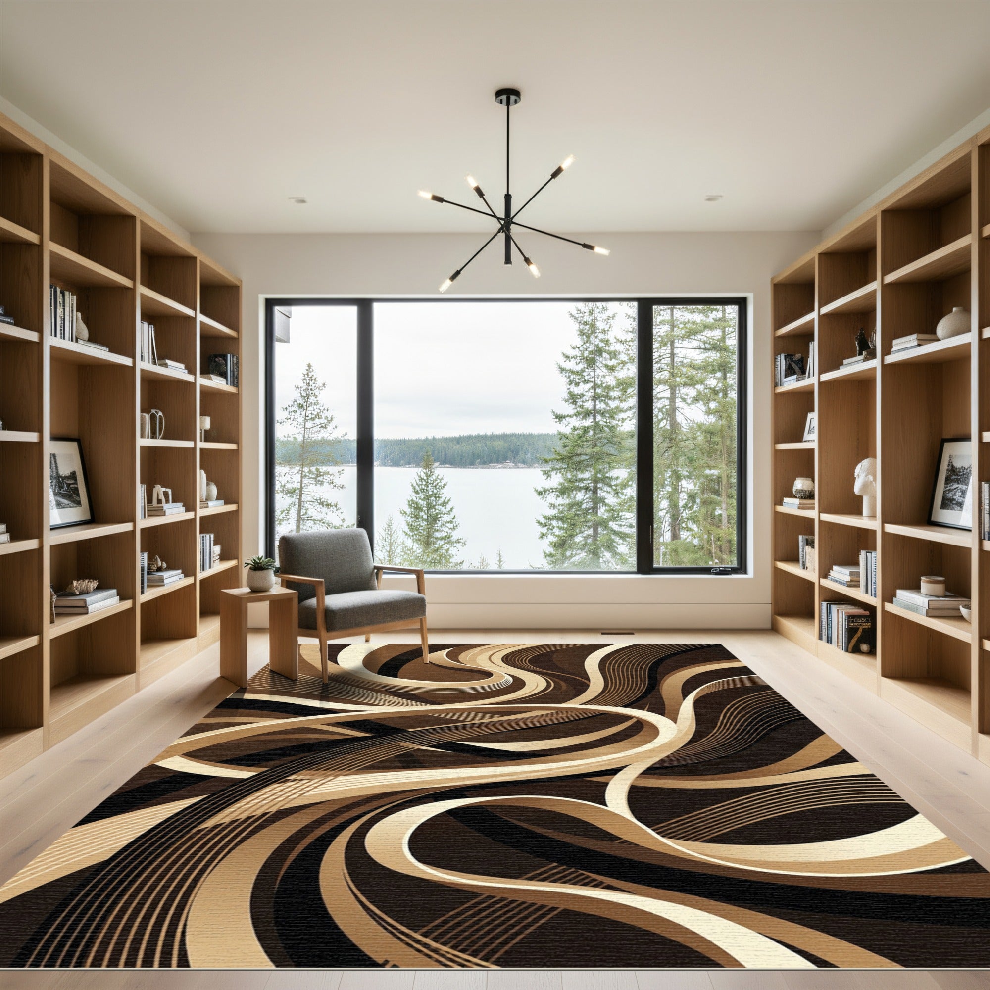 Earthy Tone Swirl Ribbon Rug