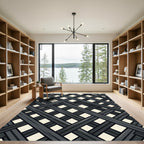 Charcoal Grey Intersecting Grid Weave Rug