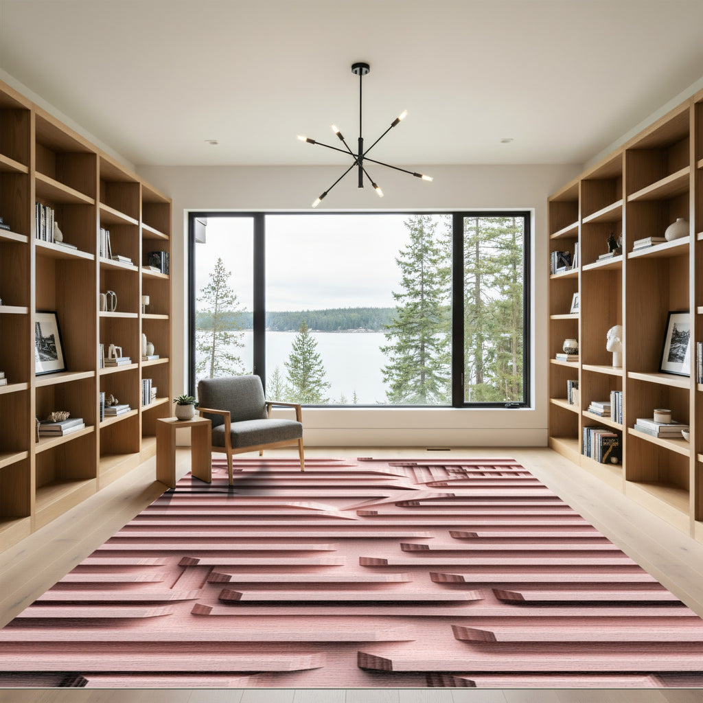 Blush Pink Geometric Labyrinth Rug