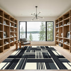 Monochromatic Geometric Grid Checkerboard Rug