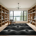 Abstract White Wave Flow Rug