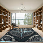 Vintage Nautical Steel Compass Rose Rug