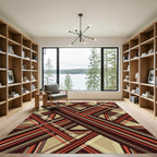 Warm Red Brown Intersecting Stripes Rug