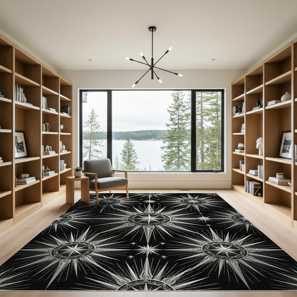 Celestial Silver Starburst Medallion Rug