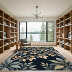 Arched Golden Leaf Botanical Forest Rug