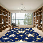 Whimsical Glowing Star Constellation Navy Rug