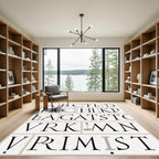 Elegant Typographic Alphabet Collage Rug