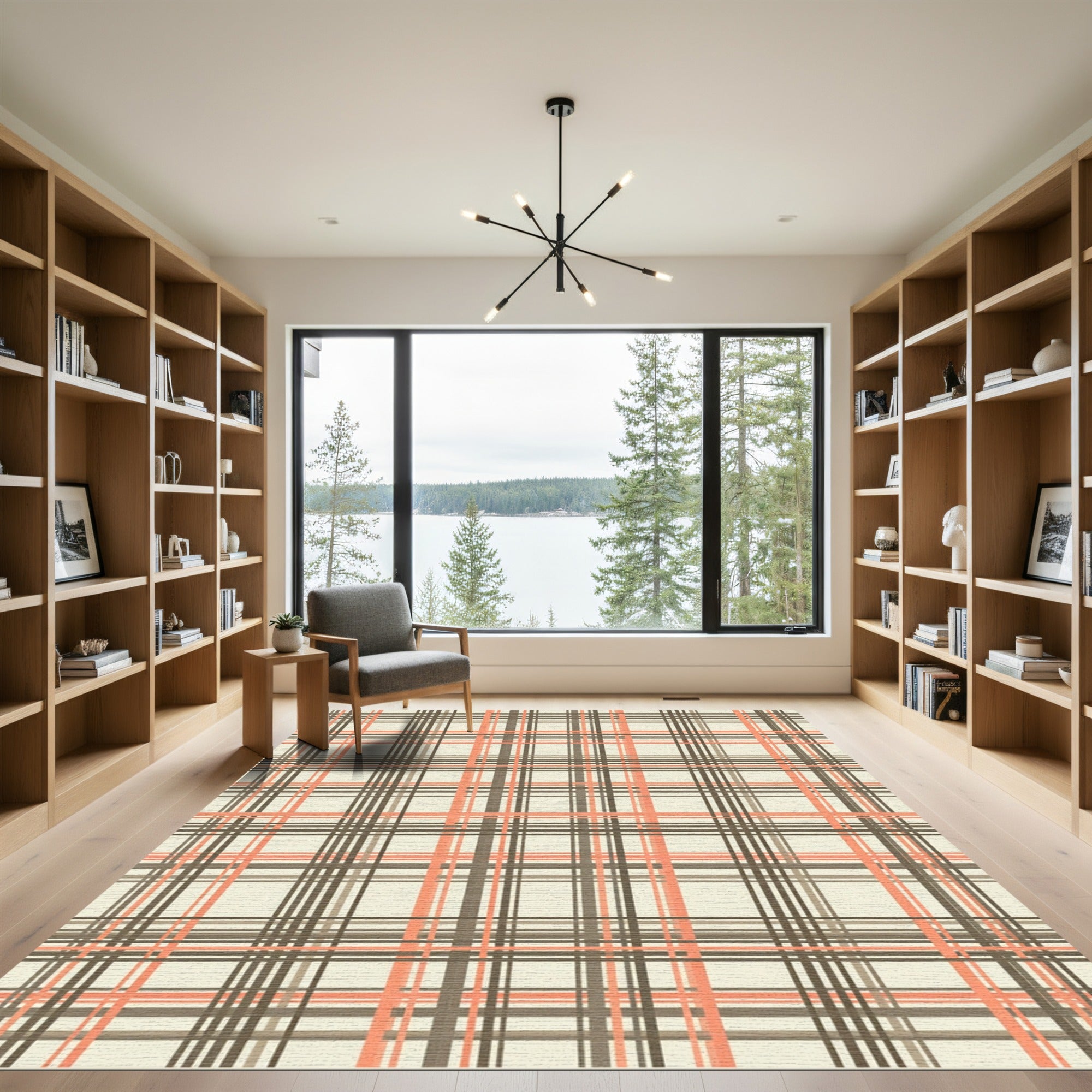 Terracotta Brown Cream Plaid Harmony Rug