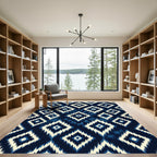 Indigo Geometric Tribal Diamond Art Rug