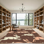 Rustic Chocolate Running Rabbit Meadow Rug