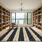 Monochrome Black and Cream Woven Stripe Rug