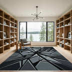 Shattered Dark Gray Geometric Shard Rug