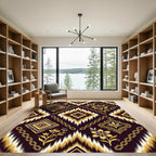 Dark Gold Floral Diamond Medallion Rug