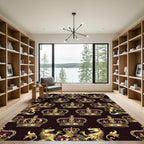 Regal Gold Crown Ornate Jewel Rug