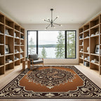 Elegant Bronze Paisley Floral Medallion Rug