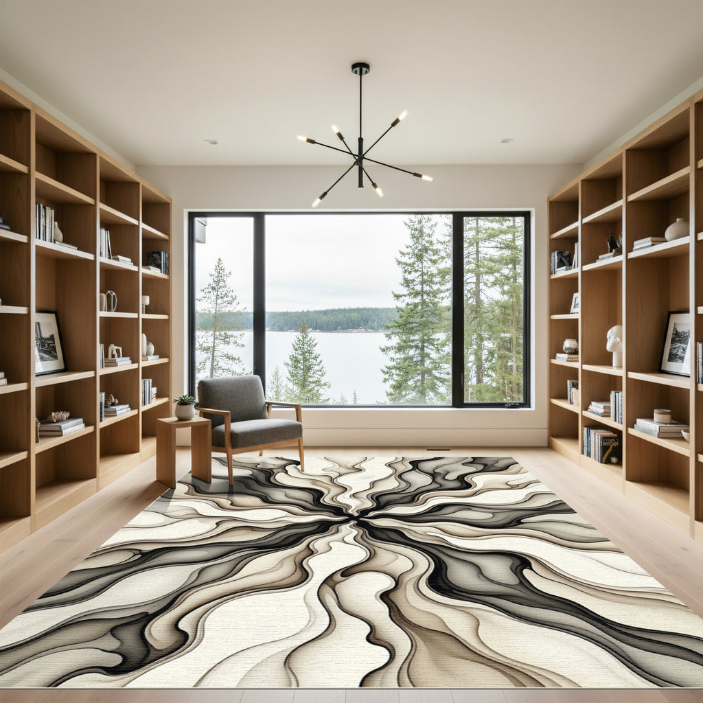 Monochromatic Flowing Abstract Radiating Rug