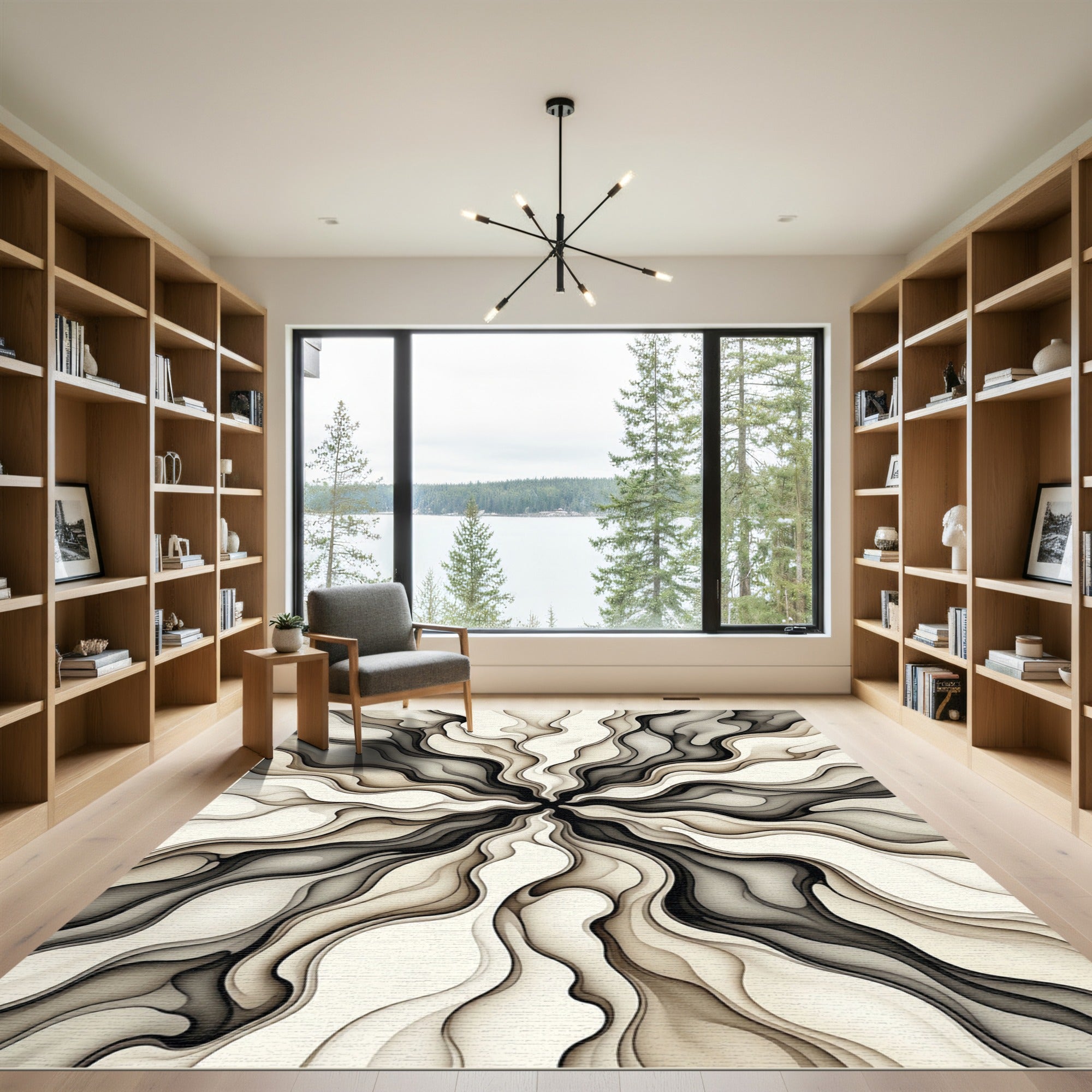 Monochromatic Flowing Abstract Radiating Rug