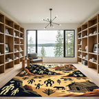 Desert Landscape Primitive Figures Houses Rug