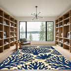 Deep Blue Coral Reef Underwater Illustration Rug