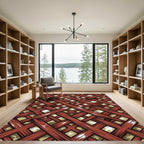 Rustic Red Geometric Intersecting Lattice Rug