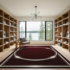 Crimson Silver Geometric Ring Rug
