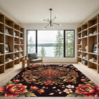 Golden Dragon Lotus Floral Medallion Rug