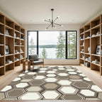 Earthy Tone Hexagon Layered Rug