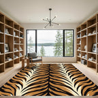 Bold Amber Tiger Stripe Animal Texture Rug