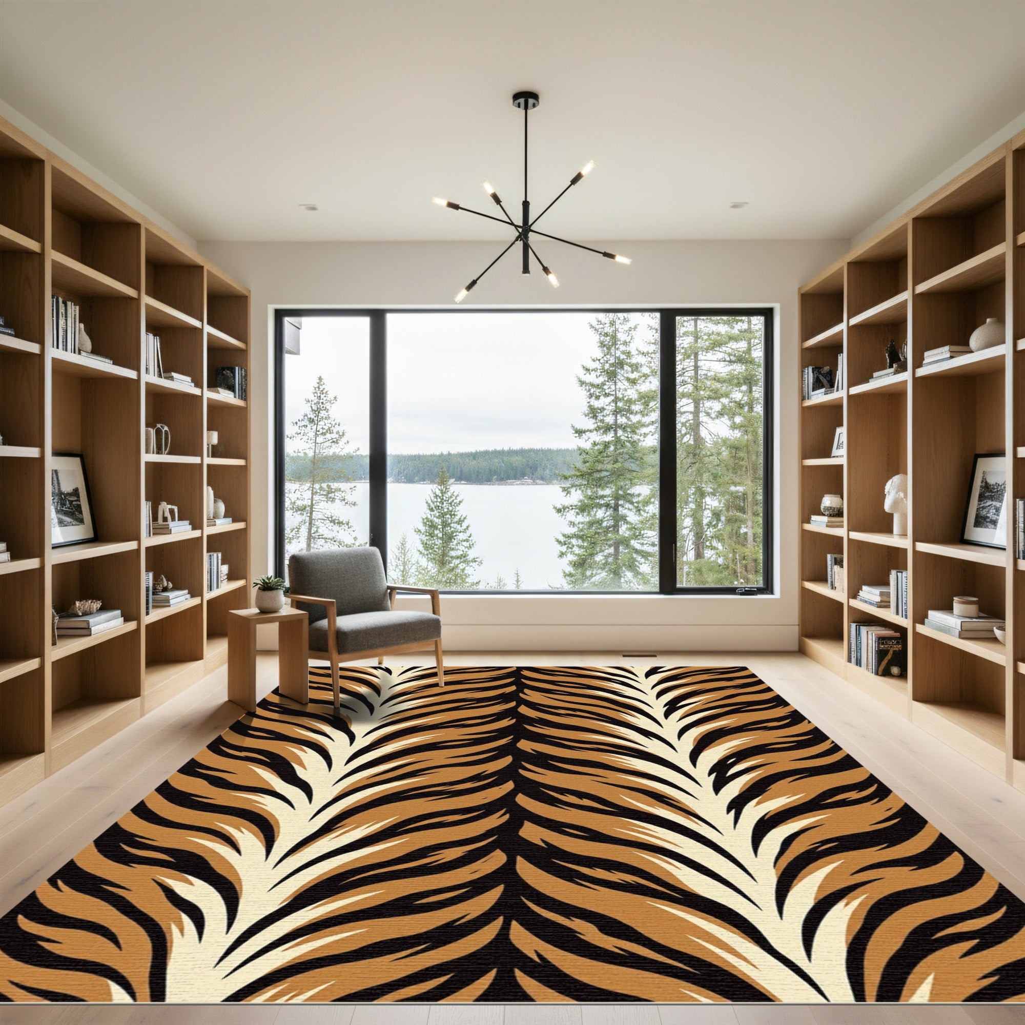 Bold Amber Tiger Stripe Animal Texture Rug