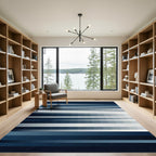 Minimalist Linear Gradient Blue Striped Rug