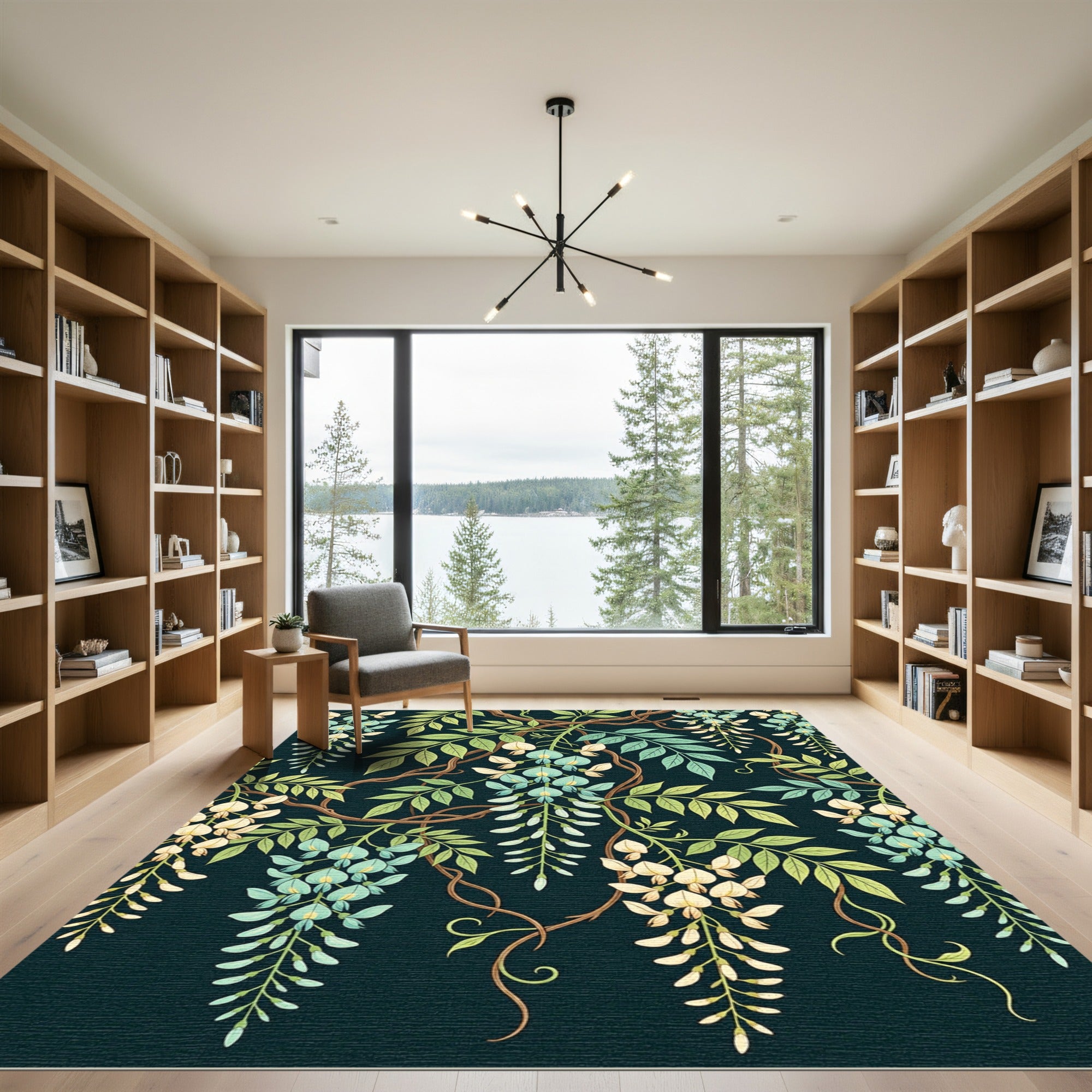 Ethereal Wisteria Cascading Botanical Art Rug