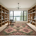 Rose Gold Vintage Floral Damask Rug