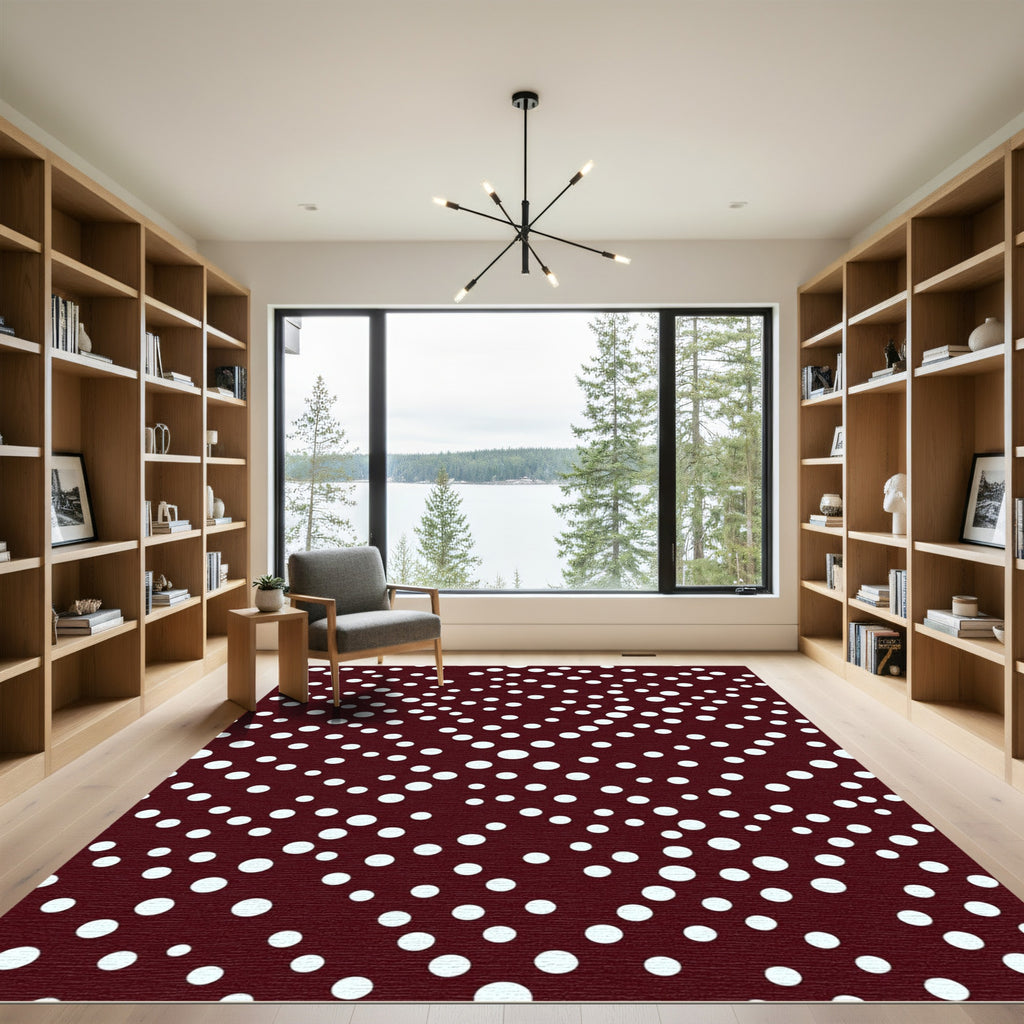 Crimson Dot Scattered Composition Rug