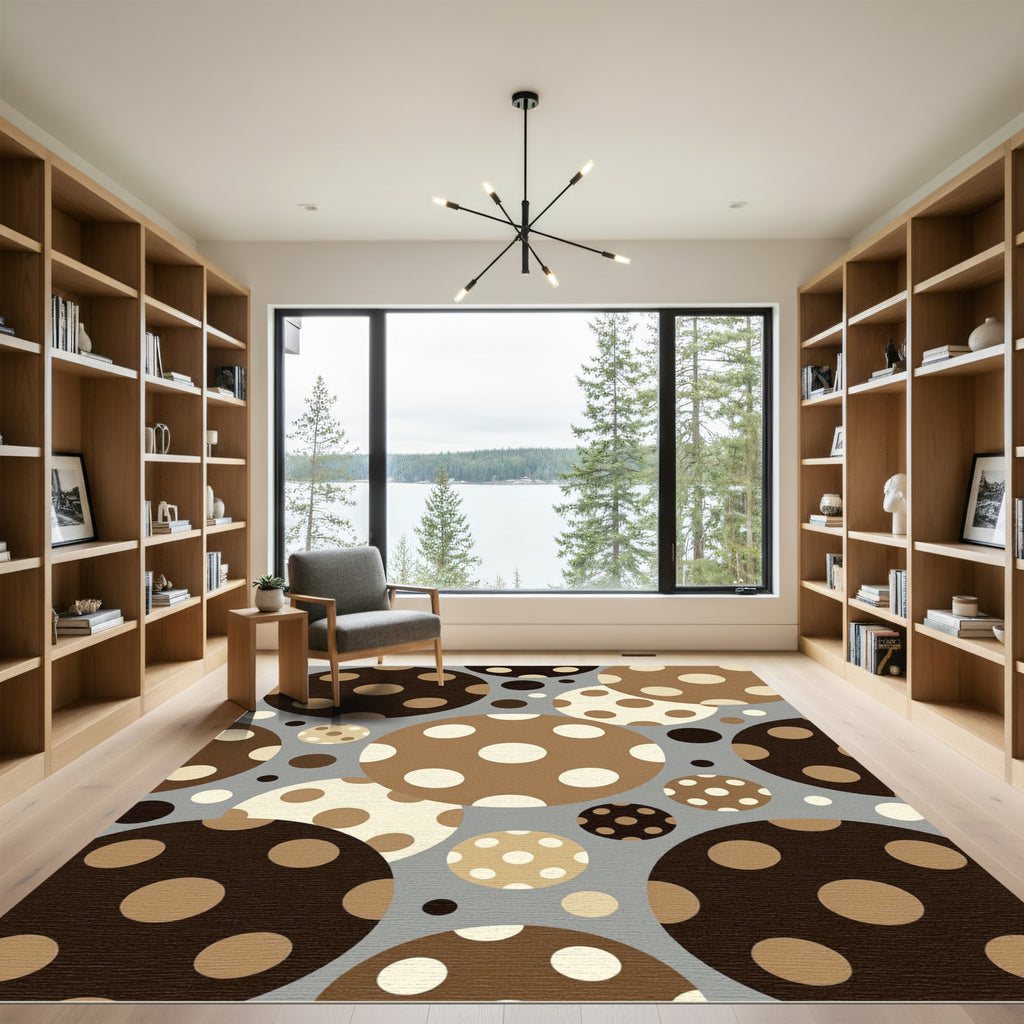 Brown Cream Dot Overlap Composition Rug