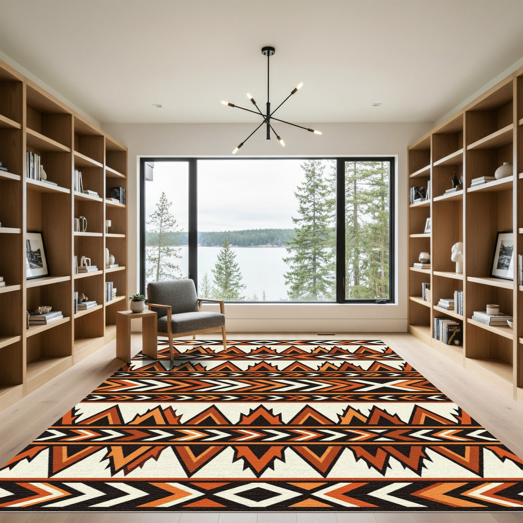Bold Terracotta Southwestern Geometric Arrow Rug